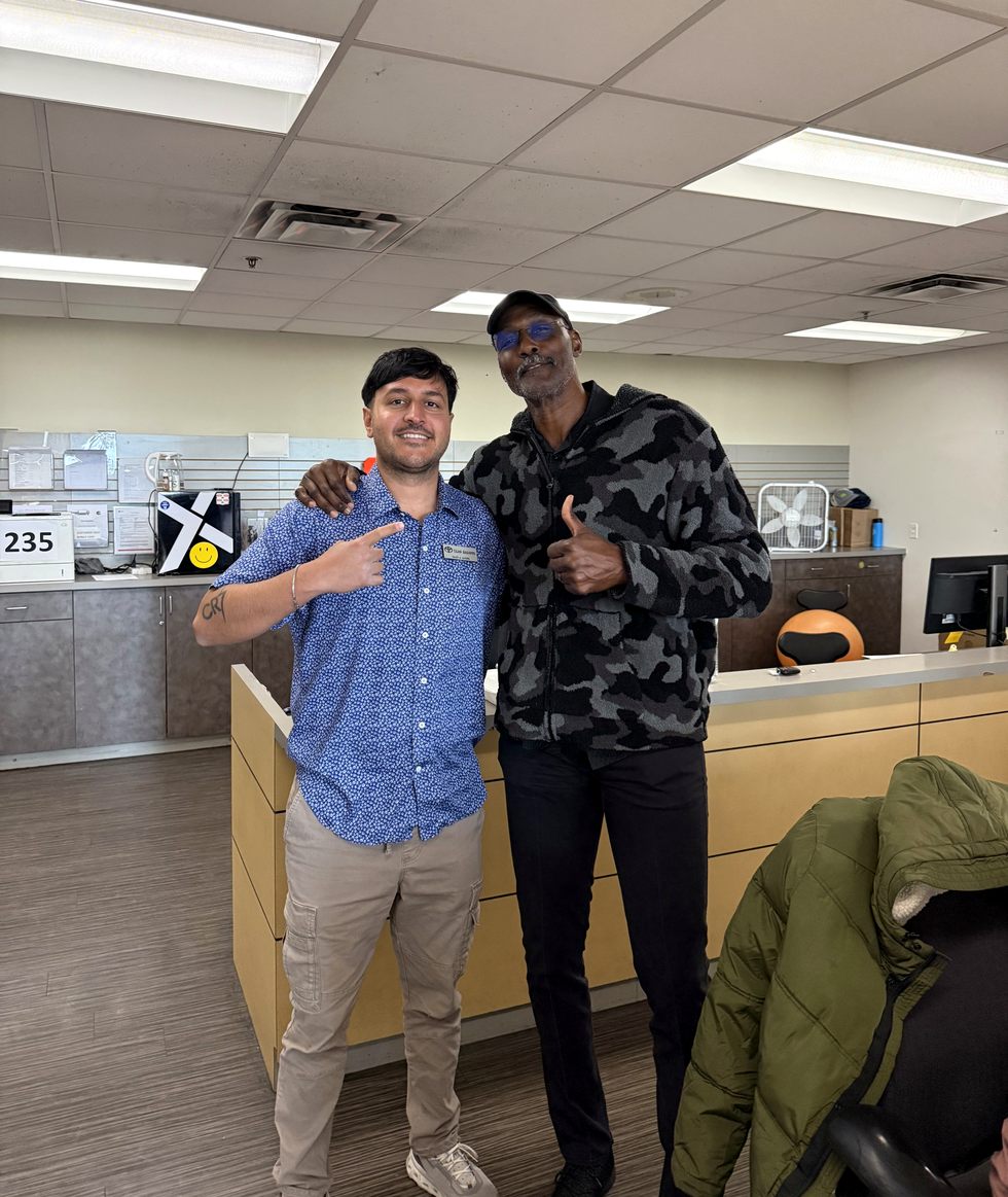 Sean Bahamin with Karl Malone at Karl Malone Toyota of Draper